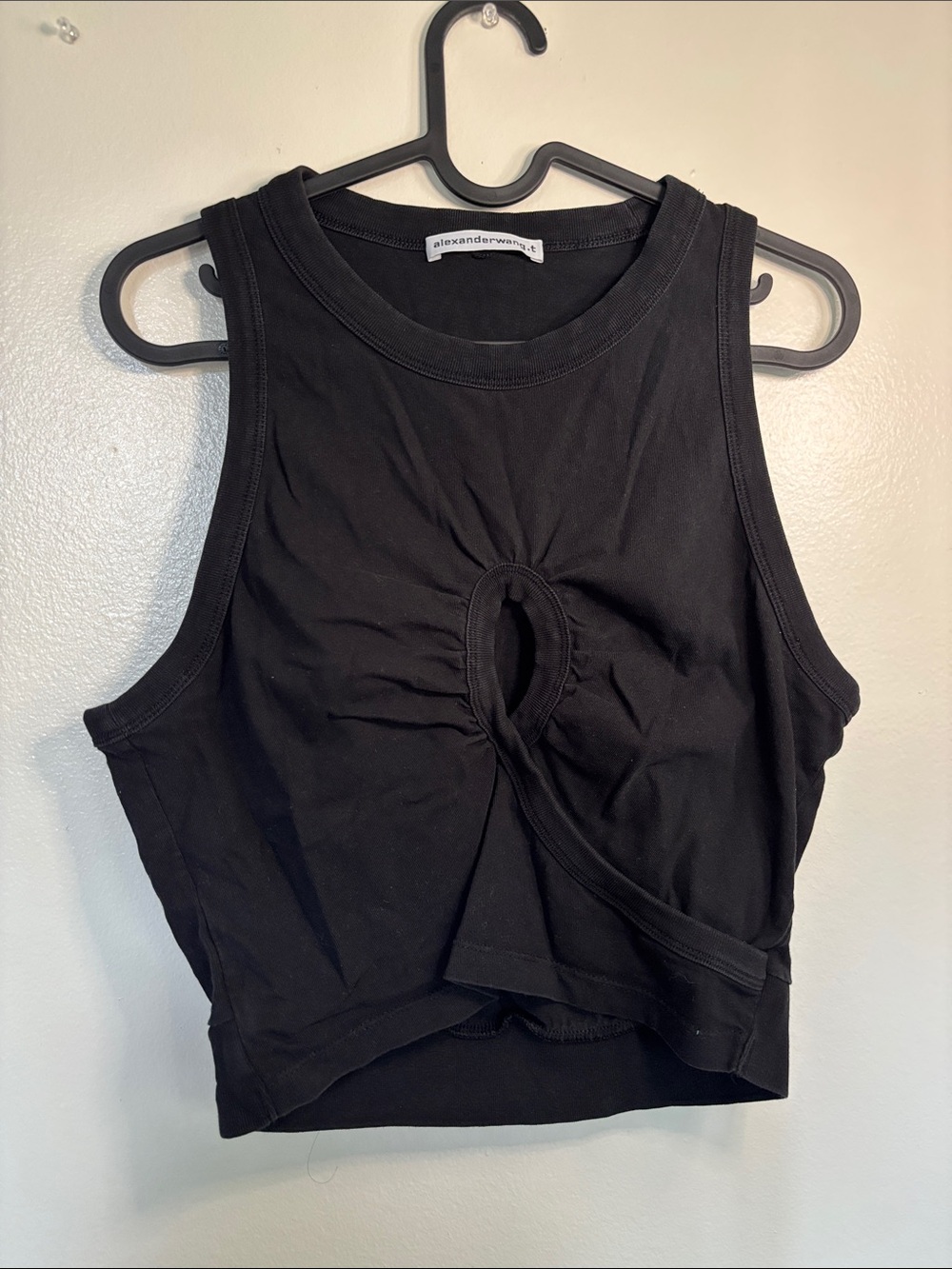 Alexander Wang Black Twist Front Crop Tank